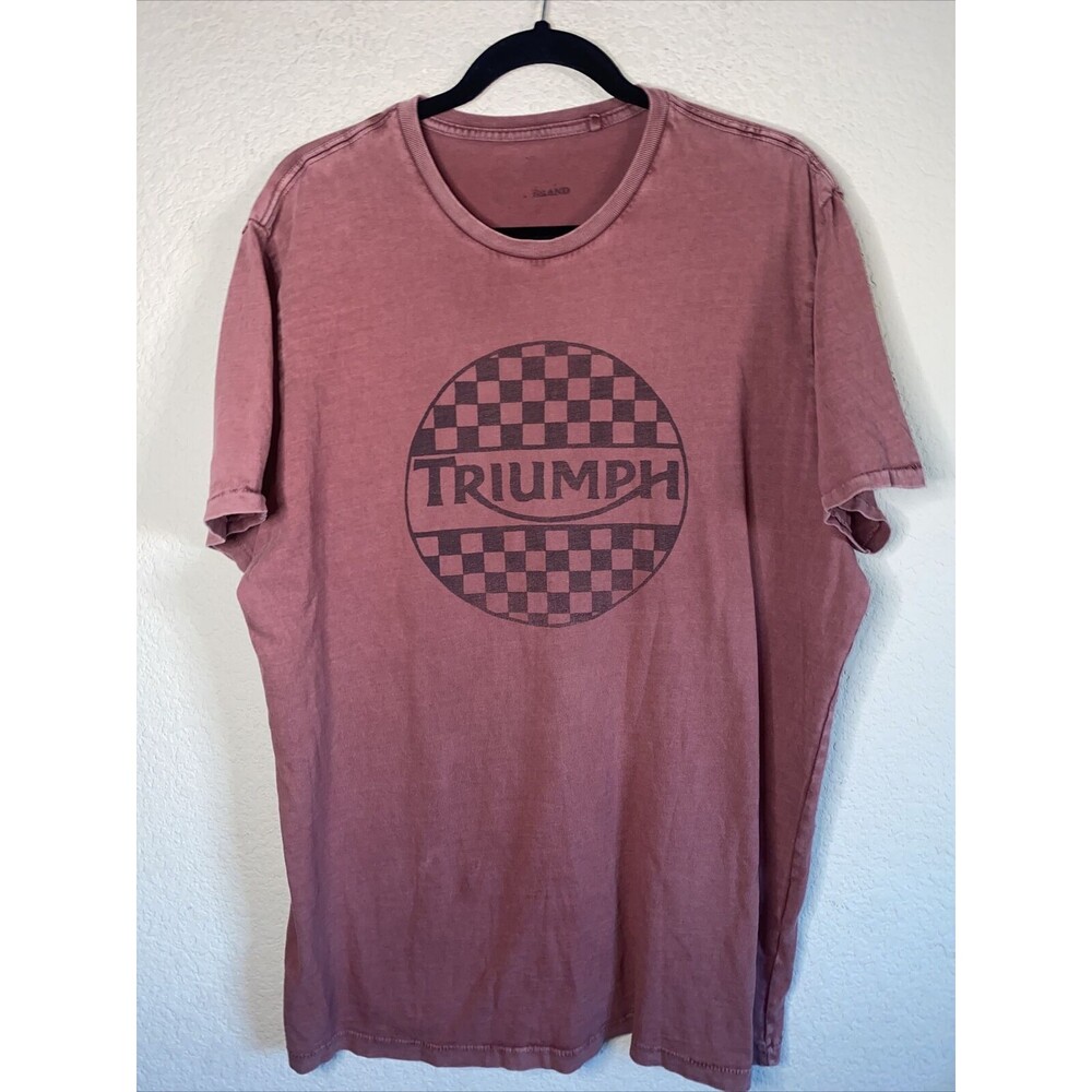LUCKY BRAND TRIUMPH MOTORCYCLES CHECKERS LOGO SHIRT grunge Biker distress